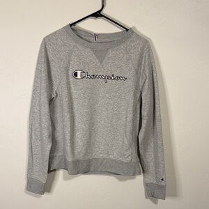 Champion Women's Light Gray Crew Neck Sweater